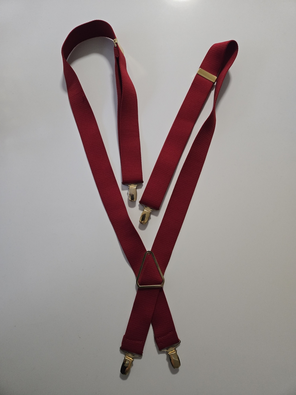Men's Burgundy Elastic Suspenders with Gold Hardware